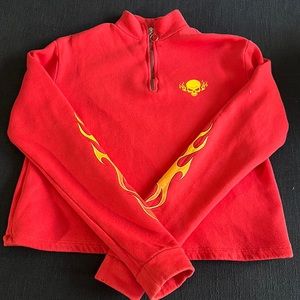 Quarter-Zip Flam & Skull Sweatshirt